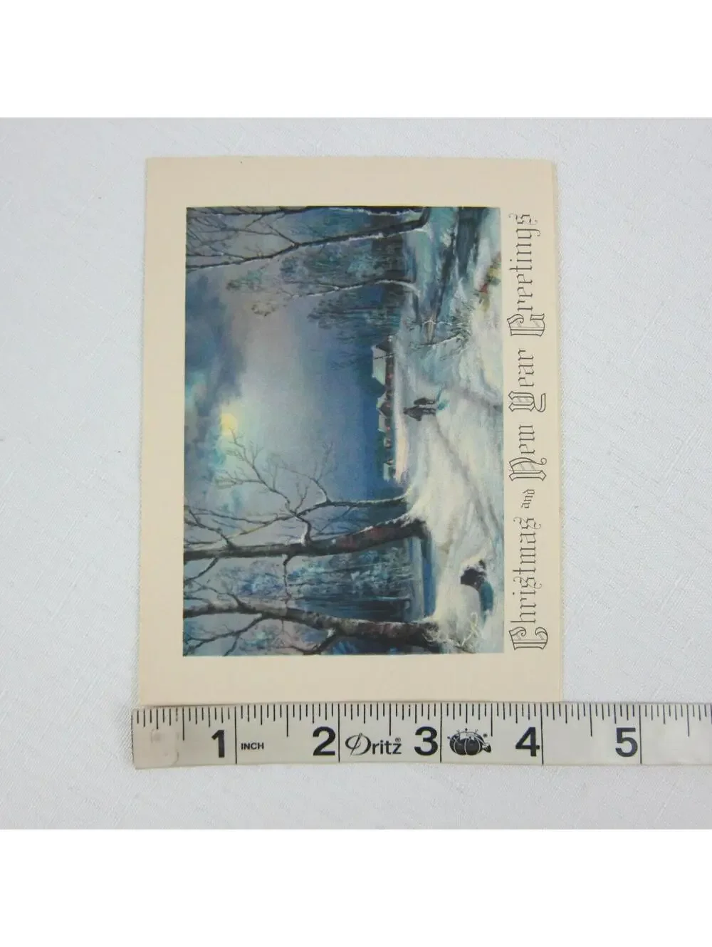 Vintage Sample Christmas Cards Lot 4 Snowy Scenes Sledding House Night USA Litho